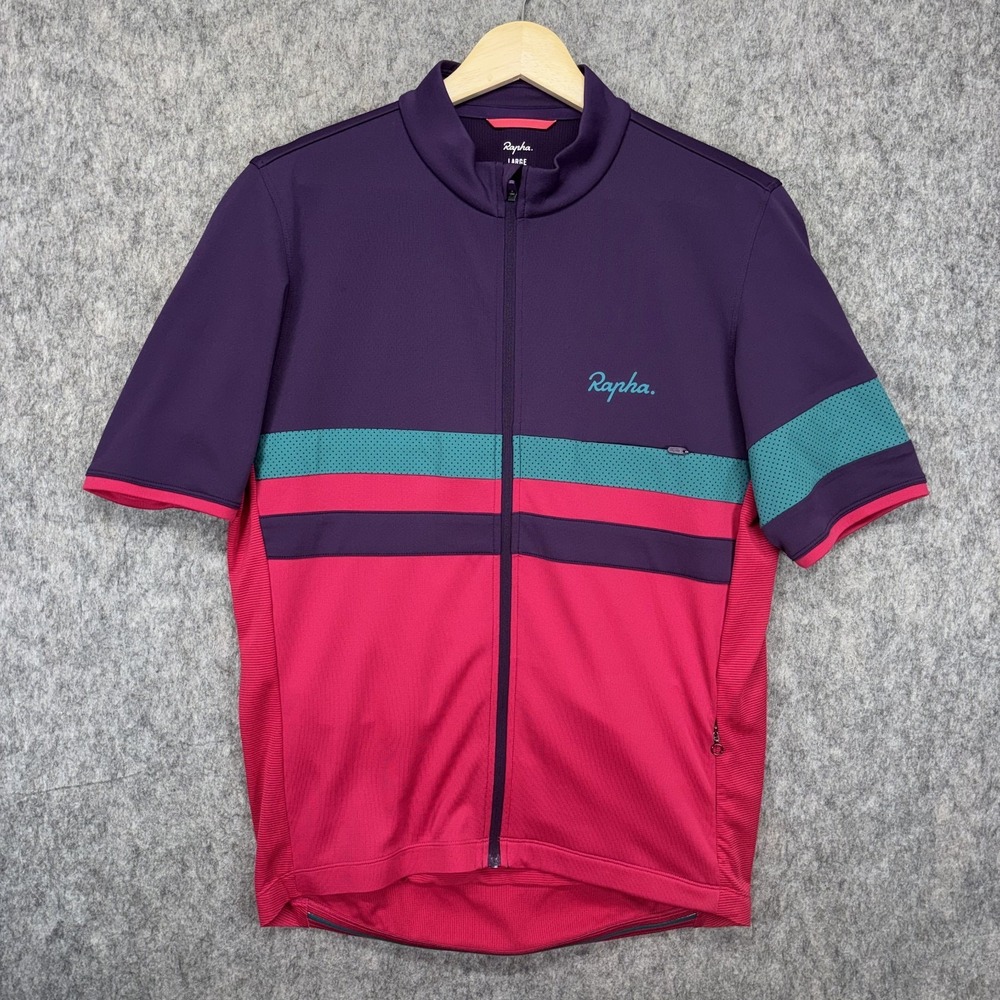 Rapha Brevet Lightweight Jersey Women's Large Purple Pink Cycling Short Sleeve